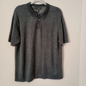 Banana Republic Silk Blend Polo Style Knit Sweater Gray Large Y2K